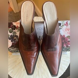 👠 Vintage Y2K BCBGirls Brown Leather Western Mules, Size 11